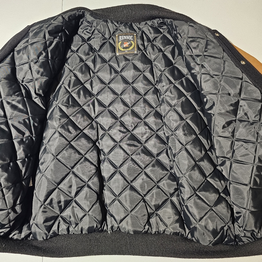 Rennoc Classic Dr. Pepper NFL Wool / Suede Bomber Jacket Mens XL Quilted Liner - Picture 10 of 14